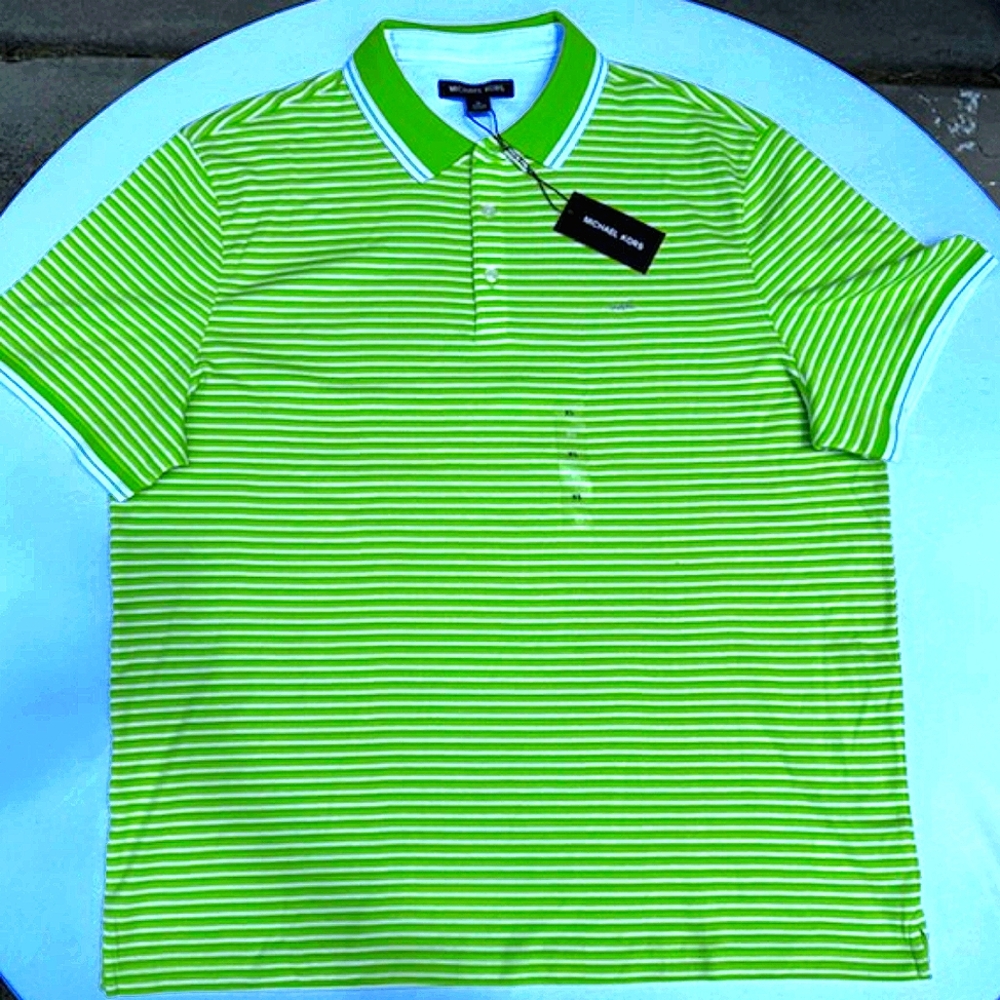 MEN'S NWT MICHAEL KORS STRIPED COLLARED  SHIRT